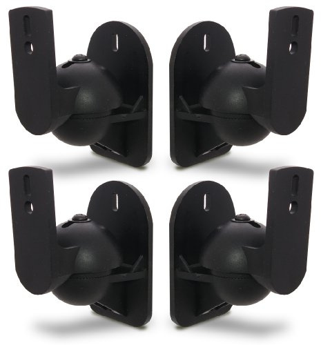 Black Universal Speaker Wall Brackets Mounts 4 pcs