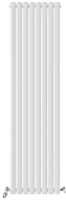 VeeBath Montpellier Matt White Low Carbon Mild Steel Vertical Single Oval Panel Bathroom Heating Radiator - 1800 x 480mm