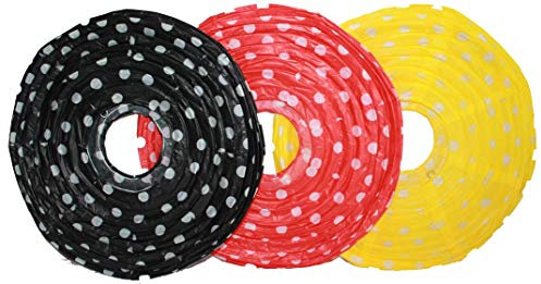 Lampion 3 er Set Papier, schwarz rot gelb mit weissen Punkten, Asia-Art-Factory, rund Ø 40 cm, Nr. 739