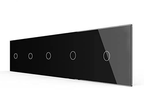 Glasblende 5 Fach für 1 Weg Lichtschalter in Schwarz