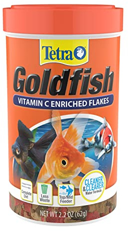 Tetra Goldfish Flakes, Nutritionally Balanced Diet For Aquarium Fish, Vitamin C Enriched Flakes, 2.2 oz