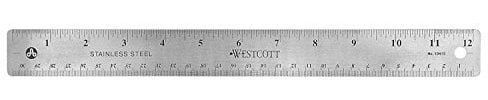 Westcott 10415 Metall-Lineal, unzerbrechlich, cm- und inch-Einteilung mit rutschfester Kork Rückseite, 30 cm, STAINLESS STEEL