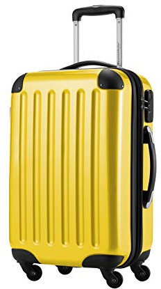 HAUPTSTADTKOFFER Alex - Handgepäck, 55 x 38 x 23 cm, 4 Rollen, 42 Liter, Reisekoffer, Hartschalenkoffer, Rollkoffer, Bordgepäck Koffer, erweiterbar, Gelb