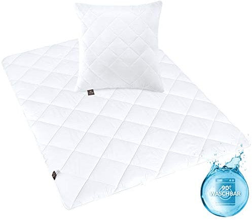sei Design Classic Dream Collection, mittelwarme Winterdecke 135x200 + Kopfkissen 80x80, Mikrofaser, geeignet für Allergiker, Schadstoffgeprüft, weiß