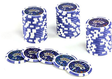 50 Poker-Chips Laser-Chips Ocean-Champion-CHIP Kanten abgerundet 12g Metallkern Poker Texas Hold`em Black Jack Roulette Token Jeton Wert 1-10000 wählbar (Wert 10)
