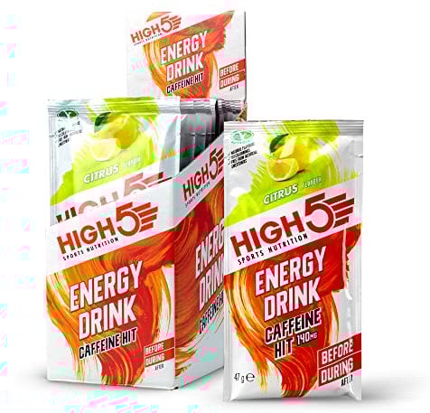 HIGH5 Energy Drink Caffeine Hit - Electrolytes Sport Energy Drink Powder - Isotonic Drink with 2:1 Fructose - Hydration for Running, Cycling, Endurance Fuel - Natural Flavours, Vegan (Citrus, 12x47g)