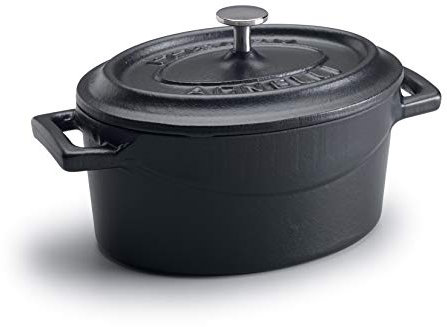 Pentole Agnelli Coghsop12629m - Casseruola Ovale In Ghisa Con 2 Maniglie, Nero (Opaco), 29 x 22 Cm, 1 Pezzo