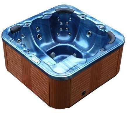 Outdoor Whirlpool Hot Tub SPA Troja Color Azul con 44 Boquillas de Masaje + Calefacción + Ozono Limpieza+Iluminación LED para 5-6 Personas para Exterior