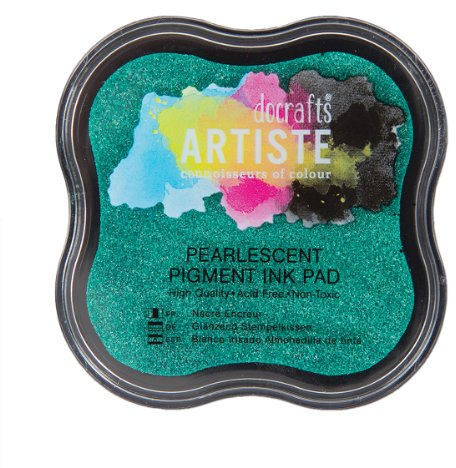 docrafts Artiste Pigment Pearlescent Mantis Green Ink Pad, Stamping, Embossing Powders, Crafting Supplies, Pigmented use with Clear Stamps, Rubber Stamps, Ink Pads are Safe Non-Toxic Acid-Free