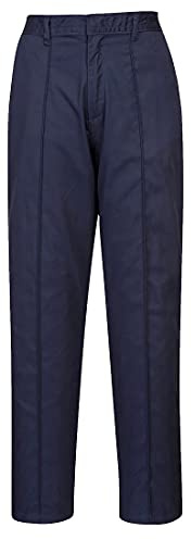 Ladies Elasticated Work Trousers Pants Sewn in Crease Security Workwear XS - 3XL[46''-47''] [Reg 31''] [Navy]
