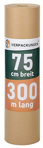 BB-Verpackungen 1 x Natronmischpapier 75 cm x 300 m (Grammatur 80 g/m², einseitig glatt, braun) - Sets zwischen 1 und 10 Rollen
