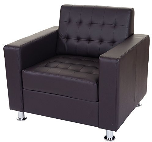 Sessel Kunda, Clubsessel Loungesessel, Kunstleder, Metall-Füße - Coffee