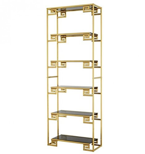 Casa Padrino Luxus Regal Schrank Gold mit Rauchglas - Luxus Qualität