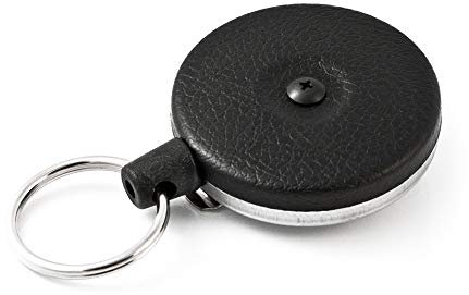 KEY-BAK Schlüsselanhänger KB 3 Schlüsselrolle stabil Edelstahlkette 60cm mit Gürtelschlaufe schwarz, 2.5x9.1x18
