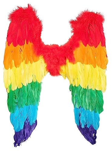 Boland - Federflügel Engel, Größe 50 x 50 cm, Amor, himmlischer Bote, Accessoire, Christkind, Kostüm, Mottoparty, Karneval, Regenbogen
