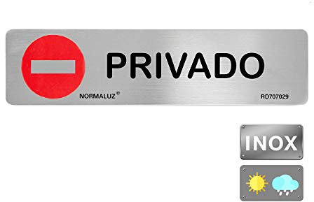 Normaluz RD707029 - Señal Adhesiva Rectangular Privado Acero inoxidable Adhesivo 0,8 mm 5x20 cm