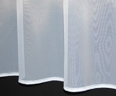 Sue. Plain lead weighted voile net curtain. 60 inch drop. Finished in White. Sold by the Metre