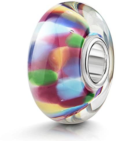 MATERIA by Matthias Wagner Glas Bead Element Punkte - Glasperle Anhänger bunt gefleckt für Beads Armband 1482