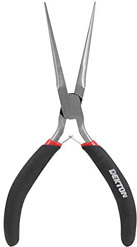 Dekton Mini Extra Long Nose Pliers-Precision Tools for Electronics, Craft Work| Anti-slip grips| Ideal for Tight Spaces, Wire Cutting, Precision Task| Heat treated carbon steel for Strength, Longevity