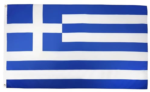 AZ FLAG - Flagge Griechenland - 250x150 cm - Griechische Große Fahne 100% Polyester mit Messing-Ösen - 300g