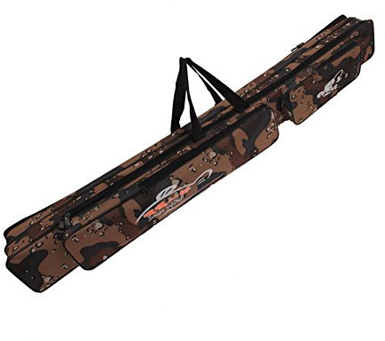 Sougayilang Borsa per attrezzatura da pesca, pieghevole, da viaggio, per canna da pesca, Camouflage 120 cm, Camouflage 47in / 120cm, moderno
