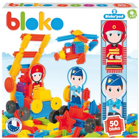 BLOKO 503540 Rettungsdienst, Polizist, Feuerwehrmann 50er-Set 2 Figuren Rettung, Multicolor