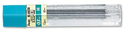 Super Hi-Polymer Lead Refills, 0.7mm, H, Black, 12/Pack