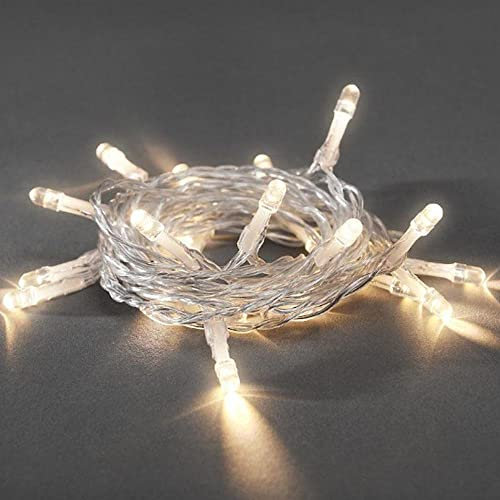 Konstsmide 1469-103 LED Lichterkette / für Innen (IP20) / VDE geprüft / Batteriebetrieben: 3xAA 1.5V (exkl.) / mit Schalter und 6h Timer / 30 warm weiße Dioden / transparentes Kabel