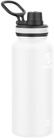 Takeya Originals Vacuum-Insulated Stainless-Steel Water Bottle, 32oz, White