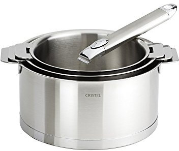 Cristel-S3CZL-Série de 3 casseroles 16-18-20cm + 1 poignée ZENITH - Collection Strate