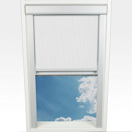 Liedeco Dachfensterrollo m. seitl. Führungsschiene 61,3 x 94,0 cm Fb. weiß