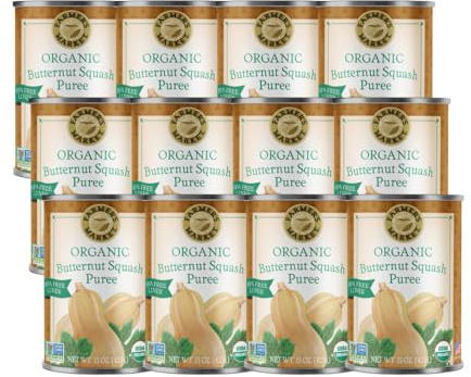 Farmer's Market Canned Organic Butternut Squash Puree, 15 Oz (Pack of 12)