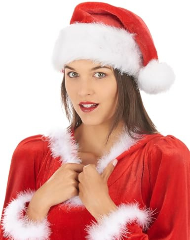 DEGUISE TOI VEGAOO - Weihnachtsmann-Mütze für Erwachsene in Samtoptik - Einheitsgröße - Rot - Accessoires - - Noel