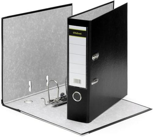 MIDORI Ordner PP-Color aus Kunststoff | 10er Pack Aktenordner 8 cm breit im DIN A4 Format in Breit AO Schwarz | Breiter Briefordner Ringordner mit austauschbarem Rückenschild