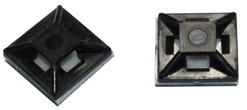 100x Enchufe adhesivo para Brida para cables 28x28mm negro Autoadhesivo