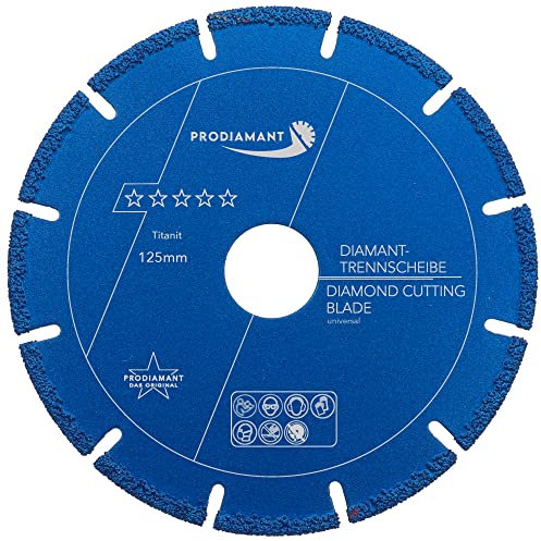 PRODIAMANT Metall Multicut Trennscheibe Titanit 125 mm x 22,2 mm für Winkelschleifer trennt Metall, Alu, Stein, Beton, Kunstoff, Verbundstoffe Mischbauweisen bei sehr geringem Verschleiß