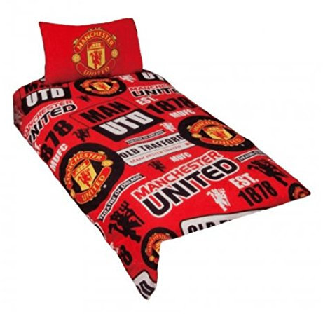 Manchester United Official Patch Single Duvet Set - Multi-Colour, 2 pieces