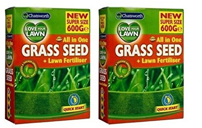 Chatsworth 2 x All In One Grass Seed & Lawn Fertiliser Each Box 600g New