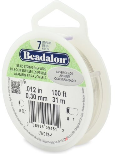 Beadalon 7-Strand Bead Stringing Wire, 0.012-Inch, Silver Color, 100-Feet