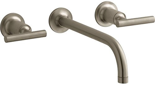 Kohler T14414-4-BV Purist® Wall-Mount Bathroom Sink Faucet Trim with Lever Handles, 1.2 gpm, Vibrant Brushed Bronze