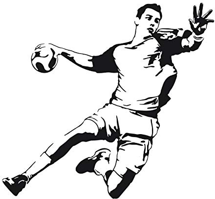 PrimeStick Wandtattoo Wandaufkleber Handballer Torschuss #99A schwarz 63cm x 60cm (RAL9005)