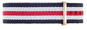 Daniel Wellington Classic Canterbury Cinturino Uomo, 20mm, in NATO, Blu/Bianco/Rosso/Argento