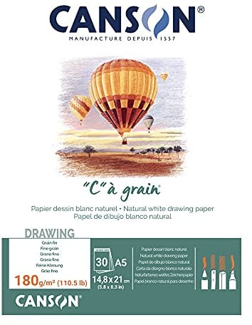 Canson 400060609 C a grain Zeichenpapier, A5, naturweiß