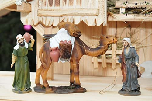 Krippenzubehör einfach beleuchtet, Schaulustige Händler, Kamel, Treiber, Wasserträger als Zubehör-Set für Passions- und Weihnachtskrippe, KREUZWEG-Licht Jesus 4-2 Krippenzubehör Passion, mgl. Bibel
