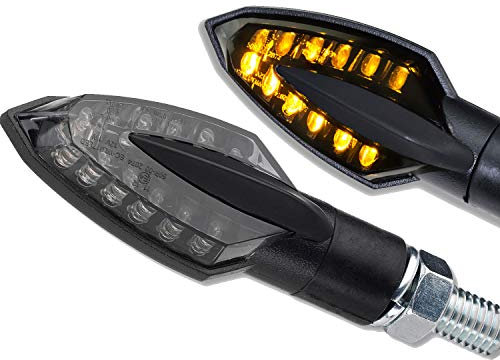 Germany Motorsports LED Mini Micro Motorrad Blinker Sliver Vinci schwarz smoke getönt E-geprüft vorn hinten (1 Paar)