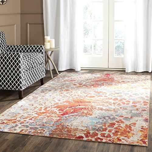 SAFAVIEH Boho Teppich für Wohnzimmer, Esszimmer, Schlafzimmer - Valencia Collection, Kurzer Flor, Multi, 122 X 183 cm