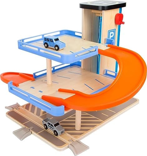 Small Foot 10343 Parking Business Class en bois, compatible avec les voies ferrées commerciales, à partir de 3 ans