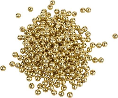 VBS XXL VBS Wachsperlen Ø 8 mm 320 Stück Kunststoffperlen Bastelperlen Ganzjährig für Schmuckherstellung Basteln Dekoration 320 Stk. Gold