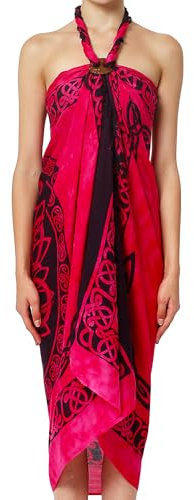 Ciffre Sarong Pareo Wickelrock Strandtuch Tuch Wickeltuch Handtuch Gratis Schnalle Schließe (Rot Keltisch KCR)