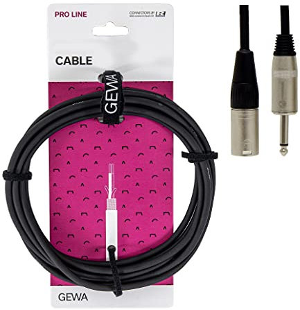 GEWA Cable de altavoz Pro Line, 10 m, negro, conector REAN, jack mono de 6,3 mm - XLR (m), 190605